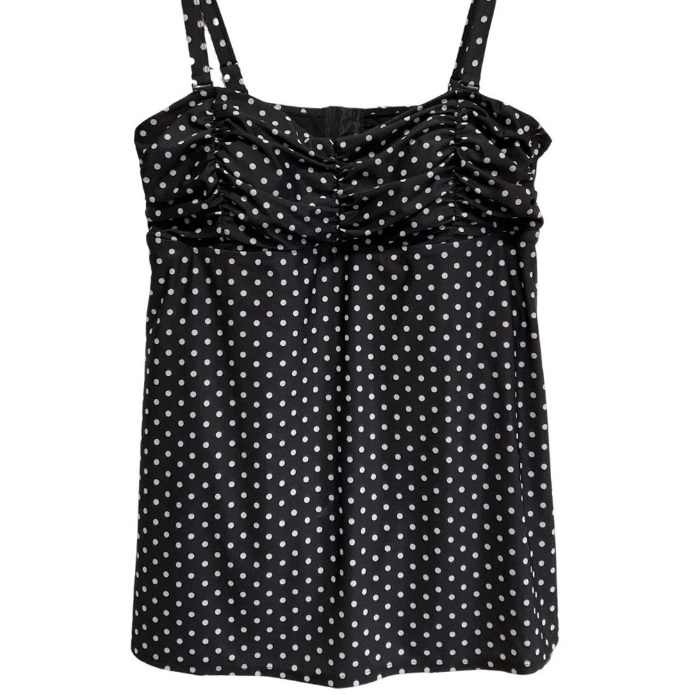 Black & White Polka Dot Print Tankini Top